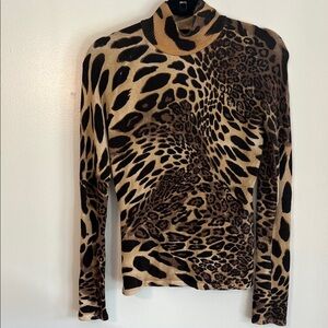 Cache Animal Print Knit Top